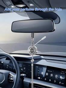 1Pc Car Diamond Rotatable Perfume Pendant – Refillable DIY Fragrance Container, Elegant Metal Aromatherapy Pendant For Rearview Mirror, Deodorizing & Decorative, High-End Car Interior Accessory,Car Aromatherapy Metal Pendant, Car Fragrance Essential Oil Pendant(No Liquid)