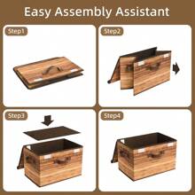 Storage Boxes With Lid Fabric Storage Bins With Lids Decorative Closet Storage And Organizer Wood Grain Print Bins Storage Boxes For Organizing 2Pack - 棕色木版畫 - 查看 9
