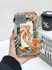 1 pezzo Custodia a portafoglio con stampa a motivo di pesci rossi, compatibile con 11/12/13/14/15/16 Pro Max, Galaxy A05/A15/A25/A35/A53/A54/A55/S23/S24 Ultra
