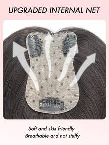 Women's Real Human Hair Topper, No Bangs, 360° 3D Realistic Effect, Suitable For Thin, White, Thinning Hair, Adds Volume, With 3 Clips Hair Piece Base, For Women (Natural Black, 8-14 Inches) - Natural Black - View 5