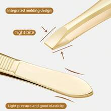1/2pcs Stainless Steel Gold Eyebrow Clip, Convenient Eyelash Tweezers, Beauty Fine Hair Removal Tool, Suitable For Facial Hair Removal And Grooming,Makeup,Cheap,Room Decor,Vanity,Travel,Bedroom,Makeup Accessories,Tweezers,Cheap,Stocking Stuffers,Makeup,Makeup Tools,Cheap Stuff,Gifts,Gifts For Women,Christmas Gifts - Gold - View 4