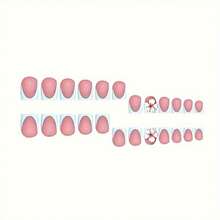 MSummer Pr On Nails Short Square Fake Nails Blue French Tip Pr Ones False Nails With 3D Flowes Charm Acrylic Nails Glossy Glue On Nails For Women Girls Vacation Stick On Nails 24pcs8001 - s4 - 查看 4