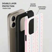 Pastel Floral  Case – Cottagecore Stripes With Dainty Flowers, Soft Pink & Blue Aesthetic, Spring Gift Idea, Tough Cover | #508 - Multicolor - View 4
