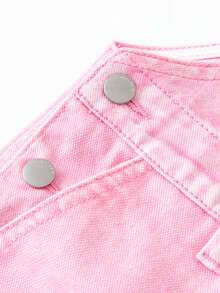 mini bala 女童柔软牛仔背带裤2025春季甜美休闲裤 - 粉紅色調 - 查看 7
