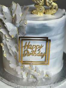 1 cái/3 cái/5 cái que trang trí bánh kem "Chúc mừng sinh nhật" màu vàng kim, que trang trí bánh cupcake bằng acrylic, trang trí bánh kem và món tráng miệng cho tiệc sinh nhật (màu vàng kim) - A - Xem 3