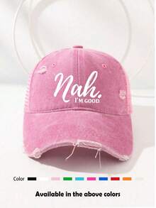 1 件男女通用字母印花做旧棒球帽、太阳帽、卡车司机帽、沙滩帽，适合休闲穿着，户外活动，如旅行、骑自行车、徒步旅行、钓鱼、海滩度假 - 彩色 - 查看 1