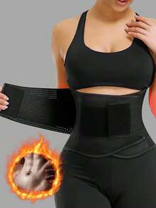 1pc Women's Waist Trainer, Waist Cincher, Sauna Sweat Waist Belt, Sports Fitness Waist Trimmer, Belly Band, Waist Slimming Belt, Abdominal Trainer - Black - View 1