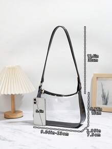 2025 Summer New Women Clear Bags Shoulder Bag Fashion Versatile Transparent Cosmetic Bag Concert Bar Large Capacity Transparent Underarm Baguette Bag