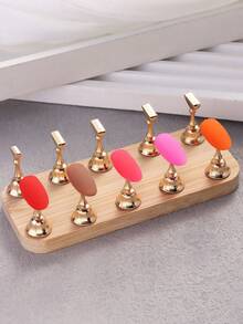 Double Row Nail Art Practice Tray With Wood Base & Magnetic Chess Pieces - Non-Slip Professional Nail Tool For Salon Training, DIY Organization & Advanced Nail Design Projects 02 - Multicolor - View 2