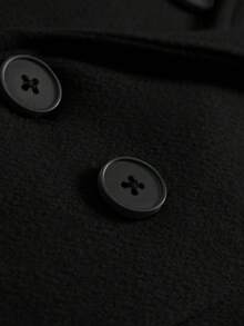 Abrigo para hombres, abrigo largo negro de doble botonadura de lana, estilo INS, adecuado para uso casual, de negocios y para ir al trabajo en otoño/invierno