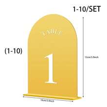 10pcs Gold Mirror Acrylic Table Numbers 1-10 With Holder, Gold Arch-Shaped Acrylic Table Sign Holder Suitable For Wedding Reception, Party, Event, Birthday