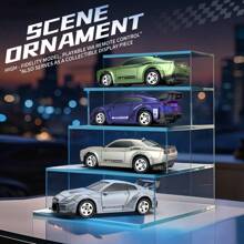 1/64 比例迷你遥控漂移车 2.4G 4WD 越野赛车，快速遥控车，配有漂移轮胎、障碍物、LED 灯，非常适合桌面和房间玩汽车玩具，是送给青少年和成人的理想礼物