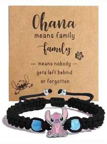 Disney Disney 1pc Disney Cartoon Stitch Alloy Craft Adjustable Braided Bracelet,Great For Wonderful Gifts For Friends And Partners!