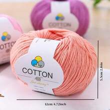 100% Cotton Yarn, 6 Balls*50g (Total 300g), 1 Ball Length 160m, 6 Ball Pack, Skin-Friendly, Breathable Cotton Yarn For Knitting Sweaters, Crocheting Blankets, Weaving Vests, Handmade Crafts, Multiple Color Options - 6 Balls Of Pure Cotton - View 2