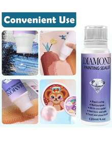 Diamond Painting Sealant Fixation Glue - Diamond Painting Puzzle Artwork Dedicated Solidifying Glue Sealant, Anti-Falling Diamond Fixative Brightening Agent, DIY Diamond Painting Tool, Brush Included