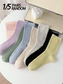 1/5 Paia di calze alla caviglia da donna, a pois rosa e gialli in rete, di moda semplice e personalizzate, molto attraenti, morbide e confortevoli, traspiranti, adatte per abbinarsi a qualsiasi scarpa