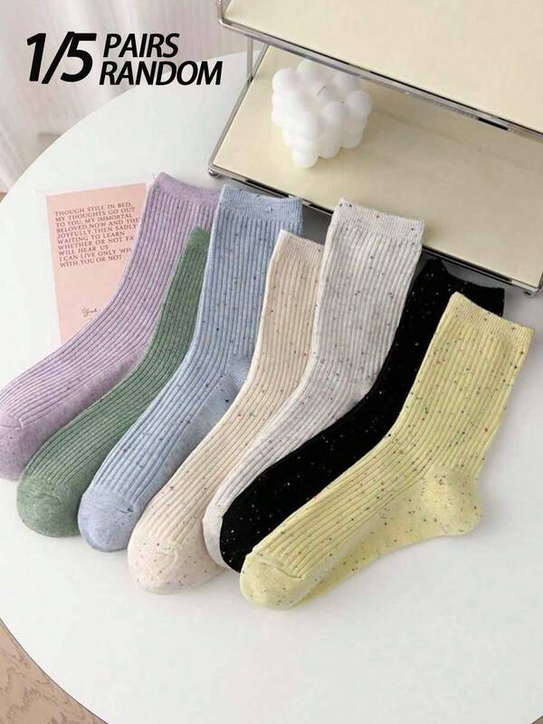 1/5 Paia di calze alla caviglia da donna, a pois rosa e gialli in rete, di moda semplice e personalizzate, molto attraenti, morbide e confortevoli, traspiranti, adatte per abbinarsi a qualsiasi scarpa