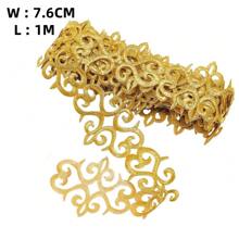 1M/Rolle Metall-Spitzenband Basteln DIY Nähen Kostüme Stickerei Goldene Spitzenborte zum Aufbügeln Blume für Brautkleider Wohndekoration