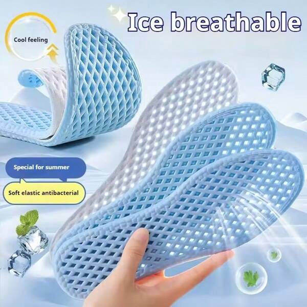 Plantillas transpirables de malla para zapatos de hombre, plantillas de verano frescas, suela de zapato con absorción de impactos, plantillas de espuma de memoria para zapatillas deportivas