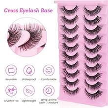 M10 Pairs Wispy False Eyelashes With Clear Band 14MM Fluffy Cat Eye Lashes Natural Look 3D MinkStyle Strip Lashes Lightweight Fake Eyelashes For Everyday Makeup8001 - 1 - 查看 5
