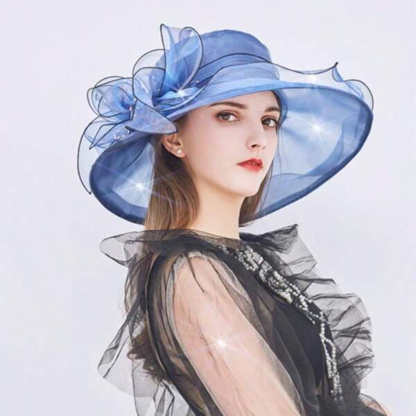 Kentucky 2025 Derby Hat For Women Ladies Organza Fascinator Easter Tea Party Bridal Church Sunday Sun Hat