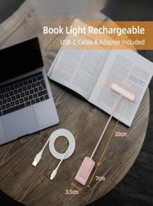 PINK 10 LED Book Light, 3 Eye-Protecting Lightng Colours Reading Light, Adjustable Brightness, USB Rechargeable 12H Battery Life, Flexible Clip On Book Light For Reading, Painting,Travel, Kids Gift