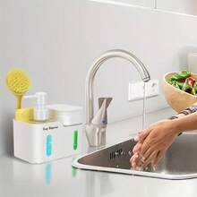 1pc 5-In-1 Kitchen Sink Organizer With 2 Soap Dispensers, Sponge Holder And Dishcloth Rack, Suitable For Hand Soap, Dish Soap, Sponge And Cleaning Tools, Kitchen Sink Accessories - Multicolor - View 8