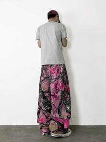 1 Stück vintage amerikanischer Stil Baumast Graffiti gewaschene Herren Jeans, lässige weite Hose