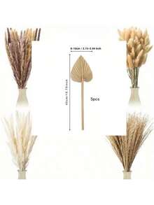 45 件干蒲苇，4 件干大棕榈枝，天然干棕榈扇，适用于波西米亚婚礼、家庭聚会、厨房花瓶、农舍、桌布装饰、周年纪念装饰礼物、生日毕业、秋季装饰、秋季