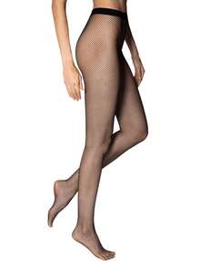 Meia Arrastão Feminina Trama Pequena Tamanho Único Cós Elástico Fashion Versátil