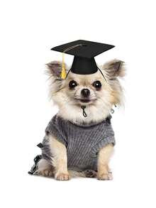 1pc Pet Graduation Cap With Tassel, Party Costume Hat For Cats And Dogs - Black - View 6