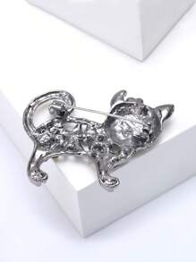 复古花卉猫咪胸针，镶嵌闪亮水钻 - 奇思妙想的猫咪别针，可用于外套/包包装饰和爱猫人士的礼物 - 貓(0462) - 查看 6