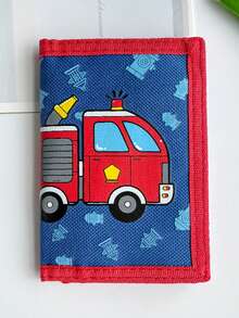 3-Fold Wallet, Cartoon Car And Dinosaur Printed, Durable Polyester Material With Zipper Pocket And Key Ring, Suitable For Daily Coin Purse - Multicolor - View 9