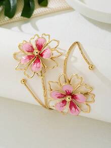 1 件花卉吊坠设计手镯，优雅时尚风格，适合女性度假装 - 粉色 - 查看 2