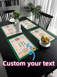 1 pièce Dessous de plat décoratif personnalisable, napperons à motifs mignons et simples, tapis de cuisine résistants à la chaleur, décoration de fête respirante, lavables en machine, élégants personnalisés, uniques, idéaux pour la Saint-Valentin, la Fête des mères, l'anniversaire, la Fête des pères, la remise des diplômes, le mariage, le pendaison de crémaillère, le dîner de Noël
