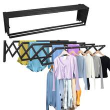 Black 42-80CM Wall Mounted Clothes Drying Rack, Foldable Wall Mount Laundry Drying Rack Folding Indoor, Drying Rack Clothing Collapsible, Retractable Towel Rack, Space Saver With 7 Drying Rods - one-size - View 9