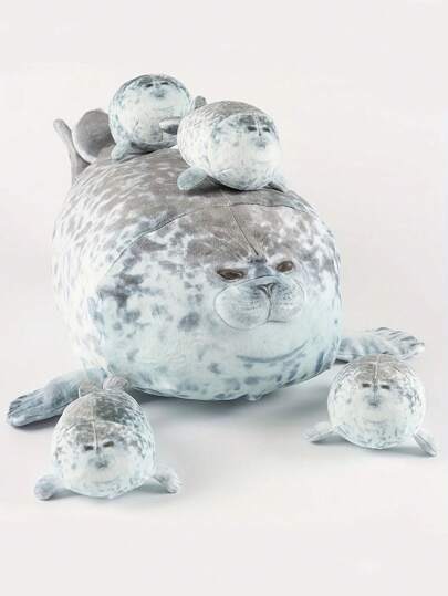 40cm/15.74in Seal Pillow Plush Toys Mother With Four Kids Seal Stuffed Animals Plushies 3D Novelty Sea Lion Doll Stuffed Toy Pillow Gifts For Kids Girls Decorate Creative Gifts For Kids Birthday Party Home Girls Room Decor Game Collector
