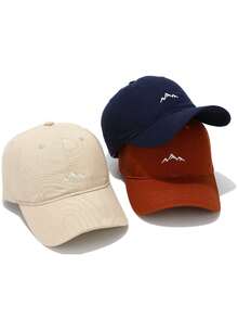 1pc Outdoor Mountain Embroidery Softcap Baseball Cap, Face Slimming Sun Protection, Unisex - A - View 4