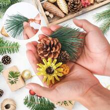 42 Peças Galhos Artificiais de Pinheiro com Agulhas de Pinheiro e Bagas Vermelhas, Pinhas Artificiais de Natal, Hastes com Bagas, Suprimentos para Fazer Coroas de Natal, Decoração de Casa, Artesanato, Decorações de Natal, Decoração de Quarto, Inverno