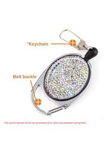 镶钻伸缩钥匙扣，闪亮配饰，轻松拉动，360°旋转，带腰带/登山扣，内置尼龙绳，钥匙圈，纽扣，工具取出器，创意登山扣钥匙扣，防摔防盗尼龙绳锁，户外攀岩登山扣吊坠，可挂在钥匙、名片、手机挂绳、背包上，母亲节礼物，生日纪念品 - 彩色 - 查看 7