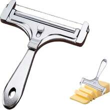 Adjustable Cheese Slicer – Stainless Steel Wire Cutter For Perfect Thin/Thick Slices, Ergonomic Handle For Hard & Soft Cheeses - Silver 1pc - View 1