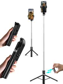 170cm/67inch Extendable Aluminum Selfie Stick Tripod With Fill Light & Bluetooth Remote, Compatible With IPhone/Android Smartphones - For Travel, Vlogging, Live Streaming, Outdoor Photography,Selfie Stick Extendable Portable Stand For Vloggers & Travel- Shoot Like A Influencer Anywhere!Bestseller!