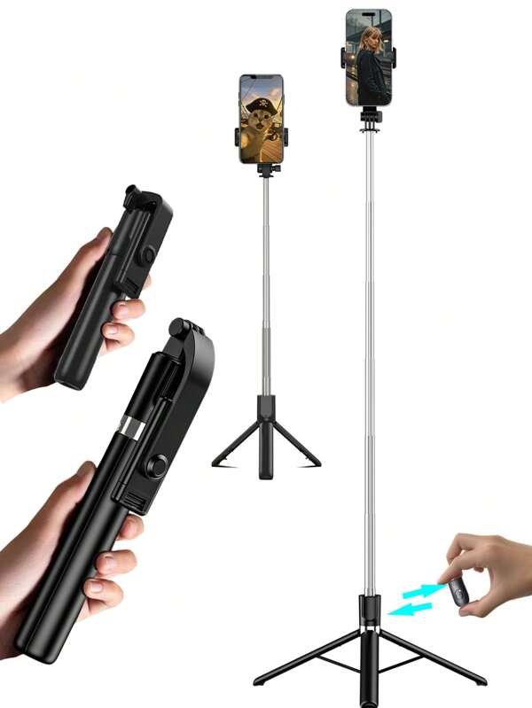 Trepied extensibil pentru selfie din aluminiu de 170 cm/67 inch cu lumină de umplere și telecomandă Bluetooth, compatibil cu smartphone-uri /Android - pentru călătorii, vlogging, streaming live, fotografie în aer liber, stick selfie extensibil cu suport portabil pentru vloggeri și călătorii - fotografiați ca un influencer oriunde! Bestseller!