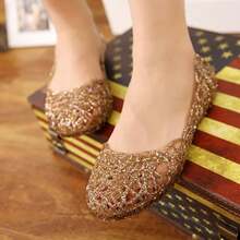 Womens Sandals Flat Jelly Shoes Slip On Hollow Out Loafers… - Vàng - Xem 2