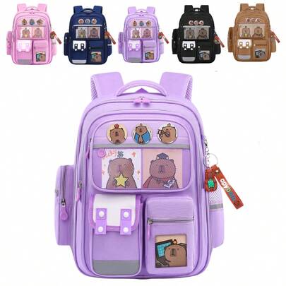 Mochila Capibara Escolar Gran Capacidad Reforzada Avion Mujer Aesthetic Hombre Niña Niño Biker Escuela Paseo Regalo Jovenes Antirrobo Primaria Coreana W0011 Morado