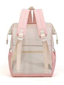 1 件时尚妈咪背包，大容量尿布包，便携式旅行母婴包 - 粉色 - 查看 5