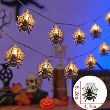 1 件万圣节室内 LED 蜘蛛灯串，怪异派对装饰氛围灯，电池供电家居装饰万圣节装饰房间装饰秋季装饰