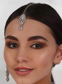 1 件锆石头带、泪珠头饰和欧美风格新娘发饰、头饰珠宝、头链、发藤链、发饰、学校用品、