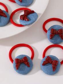 3pcs/6pcs Women's Simple & Cute Solid Color, Plaid, Fruit, Cherry, Bow Hair Scrunchies, Versatile Accessories For Daily Wear ,Elastic Hair Ties ,Ponytail Holders ,Hair Elastics ,Hair Rubber Bands ,Hair Rope - Multicolor - View 5