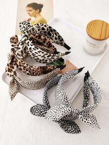 1 Stück Mehrfarbiges Polyester Schleife Niedlicher Leoparden Muster Haarband, rutschfest und leicht zu reinigen, geeignet für tägliche Fahrten oder Gesichtsmasken, Haarband, Haarreifen, süße Haraccessoires